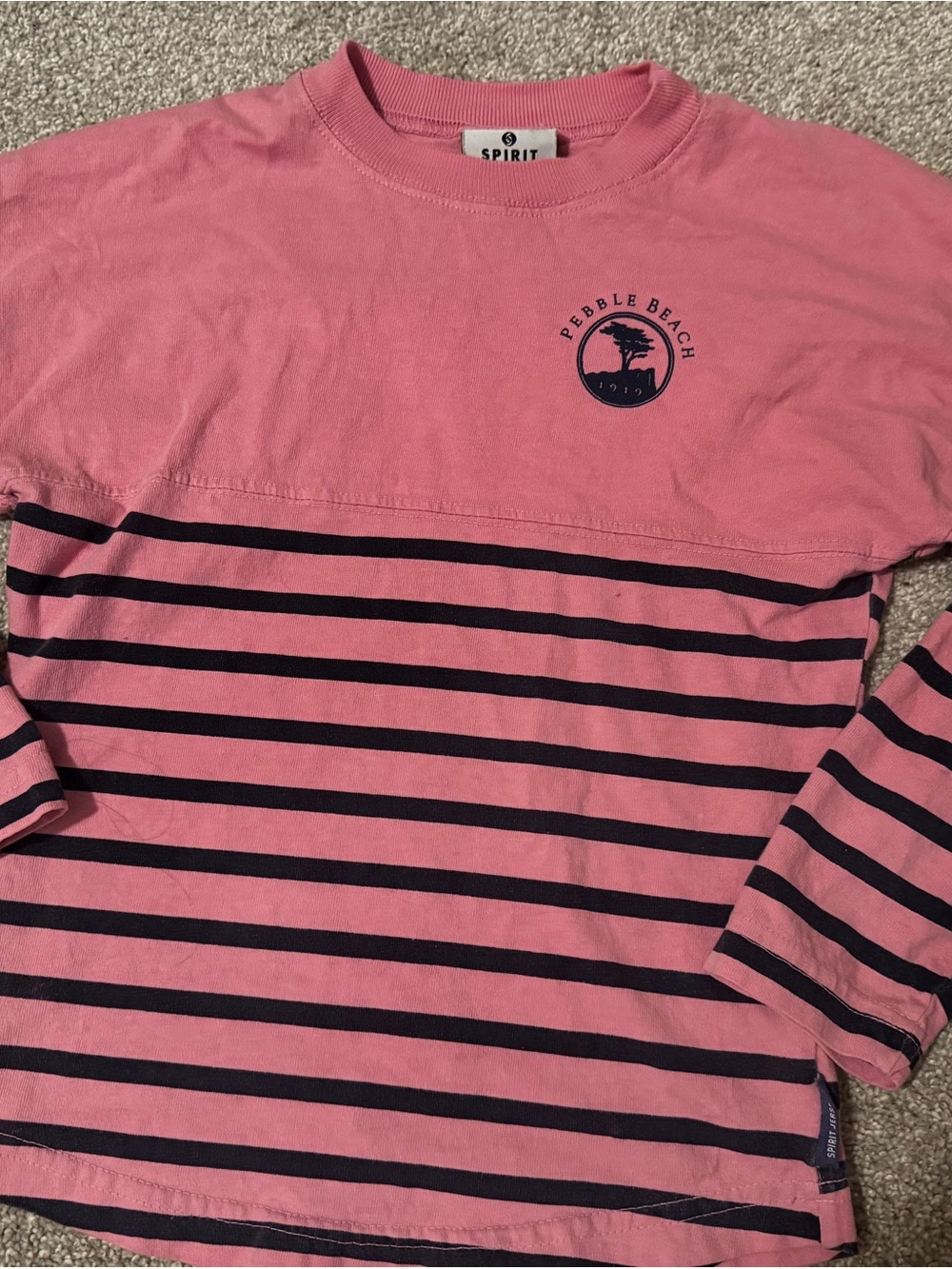 Spirit Pink and Navy Striped Long Sleeve Kids Shirt